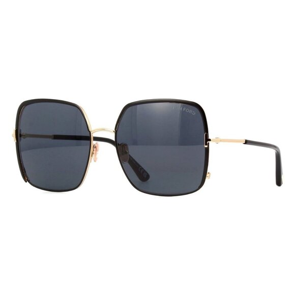 New TOM FORD Raphaela Black Square FT1006/S 02A Sunglasses Women - Picture 1 of 4
